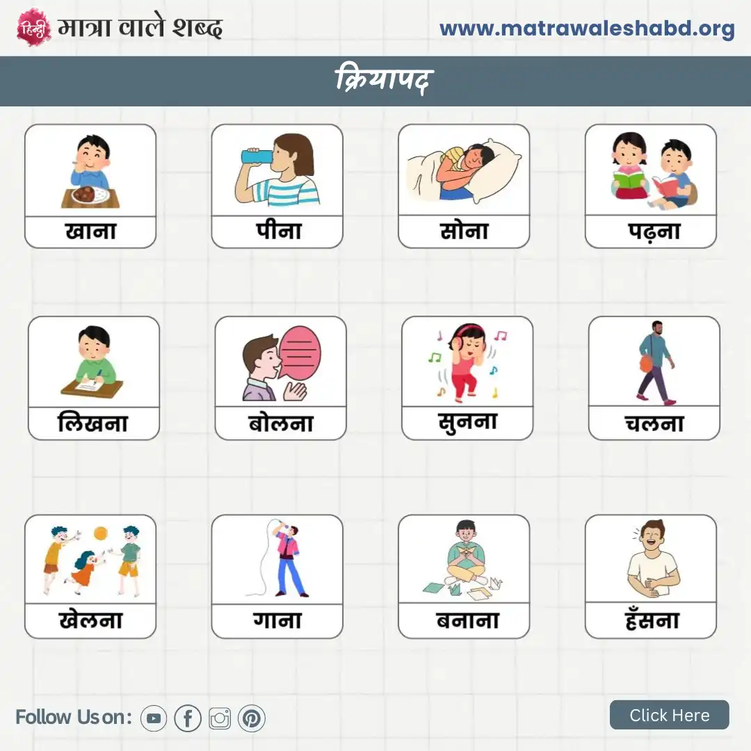 action words in hindi list with pictures