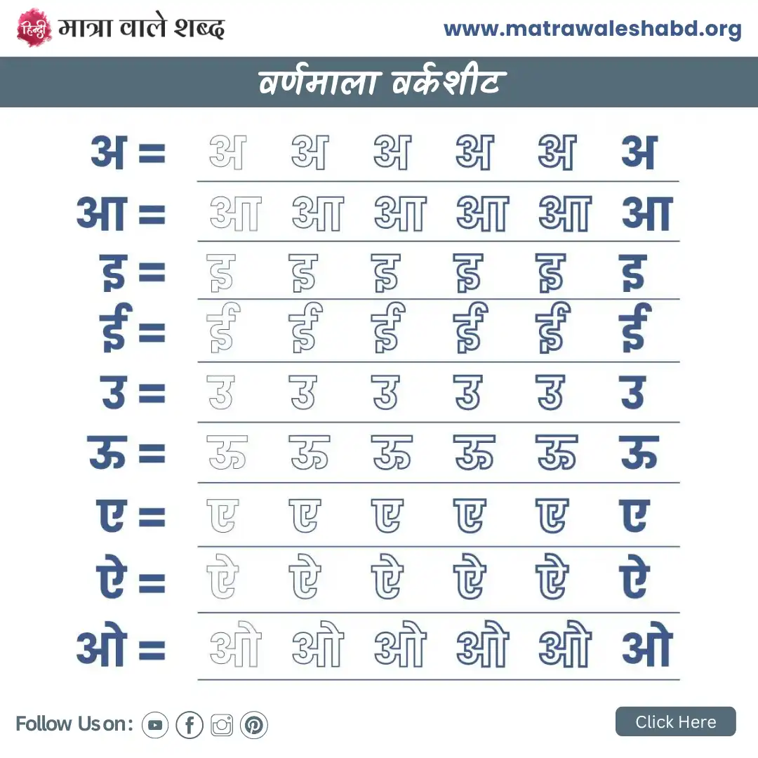 hindi ka kha ga hindi varnamala project work